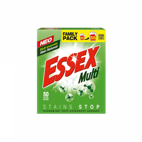 Essex Multi Stains Stop Απορρυπαντικό Ρούχων σε Σκόνη 50 Μεζούρες